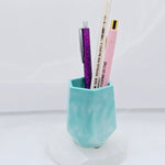 Resin Pen Holder Jar - Green Swirls