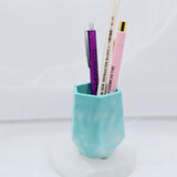 Resin Pen Holder Jar - Green Swirls
