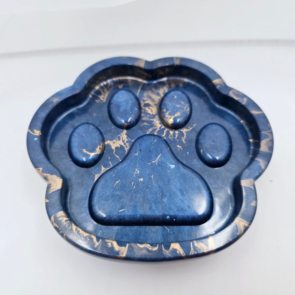 Resin Paw Trinket Tray - Dark Blue / Gold