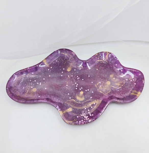 Resin Wave tray - Purple/Gold/Glitter