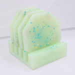 Resin Coaster Set - Green Glitter