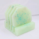 Resin Coaster Set - Green Glitter