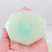 Resin Coaster Set - Green Glitter