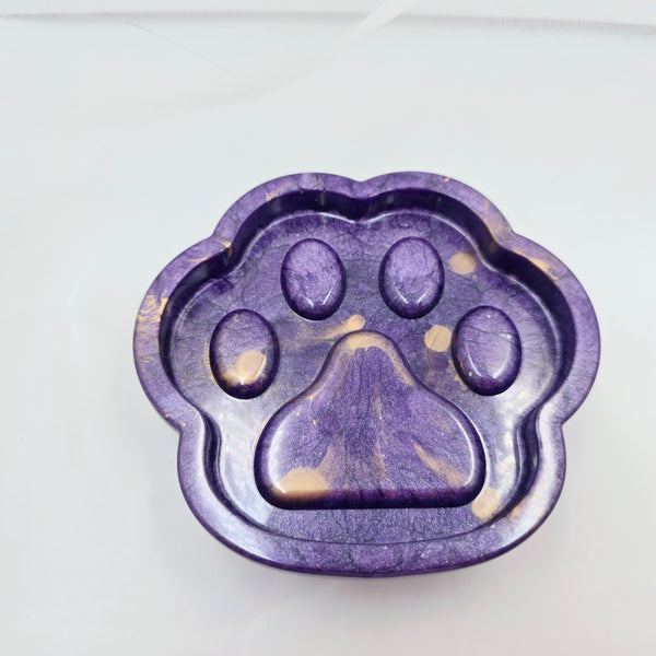 Resin Paw Trinket Tray - Purple/Gold