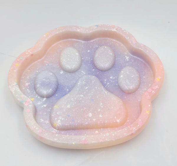 Resin Paw Trinket Tray - Peach/Purple/Pearl