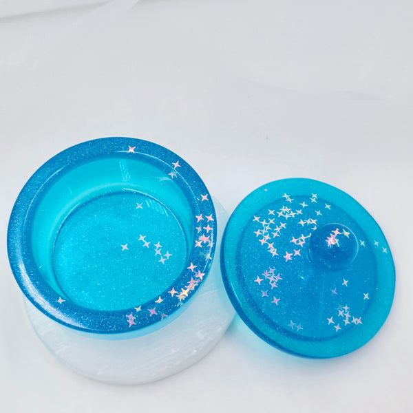 Resin Trinket Jar - Blue/Giltter