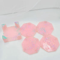 Resin Coaster Set - Pink Glitter