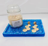 Resin Trinket Tray - Blue Glitter