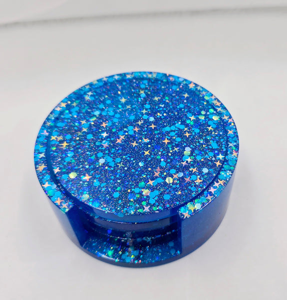 Resin Coaster Set - Blue Glitter