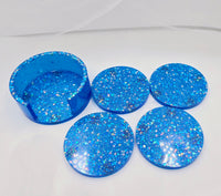 Resin Coaster Set - Blue Glitter