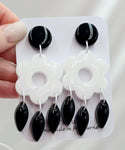 Resin Earrings - Black/White Dangles *Only 1 Pair*
