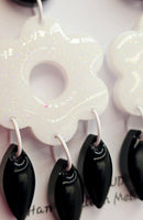 Resin Earrings - Black/White Dangles *Only 1 Pair*