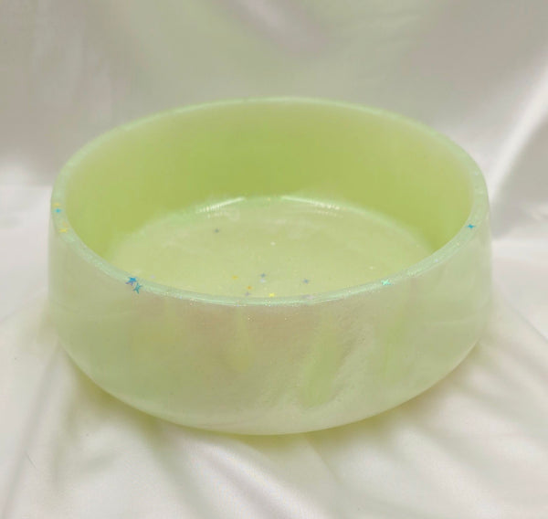 Large RESIN Bowl - Light Green/Glitter