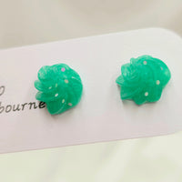 Resin Swirl Earrings - Green