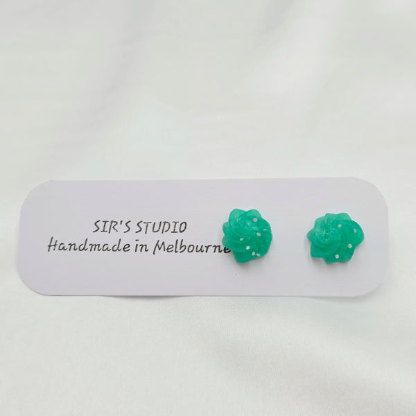 Resin Swirl Earrings - Green
