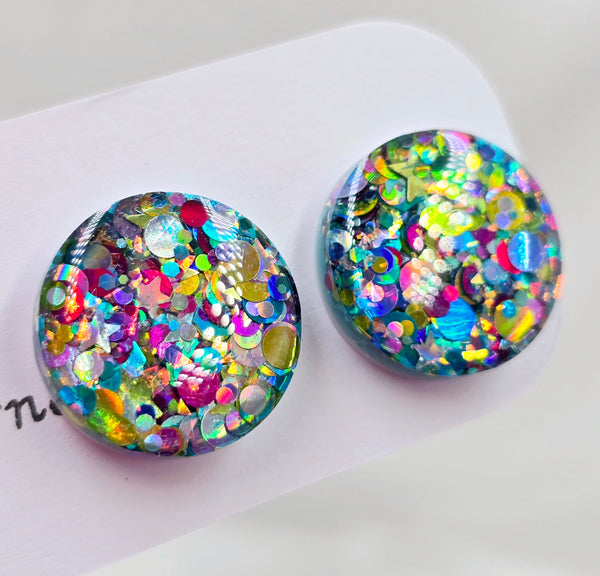 Resin Glitter Studs - Party Mix