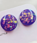 Resin Glitter Studs - Purple Opal *Only 1 Pair*