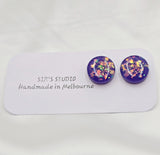 Resin Glitter Studs - Purple Opal *Only 1 Pair*