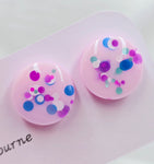Resin Glitter Studs - Pink Confetti *Only 1 Pair*