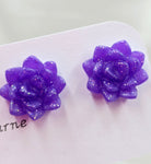 Resin Succulent Earrings - Purple Large