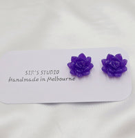 Resin Succulent Earrings - Purple Large