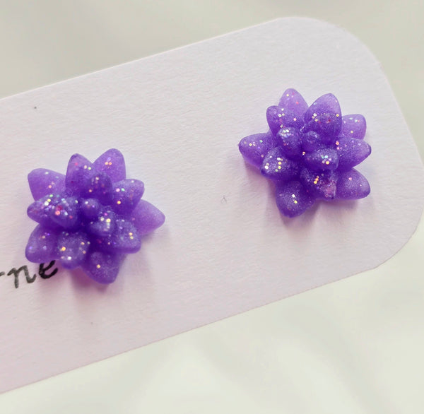 Resin Succulent Earrings - Purple Star
