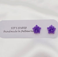 Resin Succulent Earrings - Purple Star