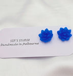 Resin Succulent Earrings - Blue Large