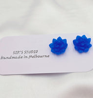 Resin Succulent Earrings - Blue Large