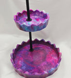 Resin Two Tier Tray Stand - Nebula