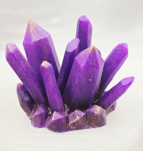 Desk Décor Resin Crystal Cluster - Purple/Gold