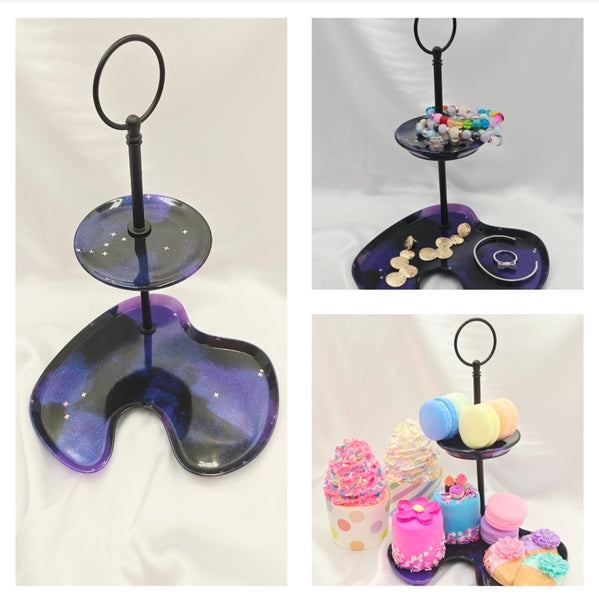 Resin Two Tier Tray Stand - Zellie