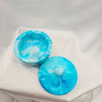 Resin Trinket Jar - Blue/White/Gold