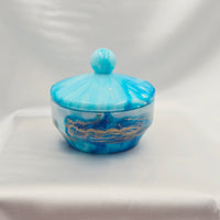 Resin Trinket Jar - Blue/White/Gold