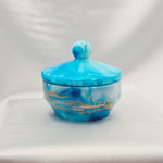 Resin Trinket Jar - Blue/White/Gold
