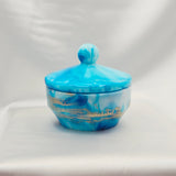 Resin Trinket Jar - Blue/White/Gold