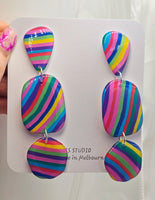 Rainbow Dangle Resin Statement Earrings