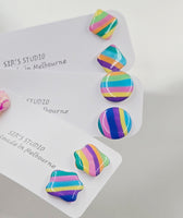 Rainbow Stud Resin Earrings