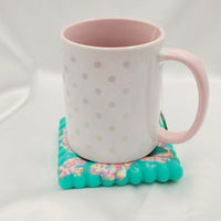 Resin Cookie Coaster - White/Green/Sprinkles