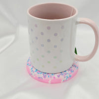 Resin Donut Coaster - White/Pink/Sprinkles