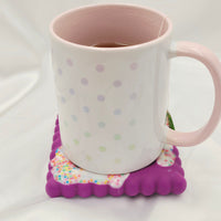 Resin Cookie Coaster - White/Purple/Sprinkles