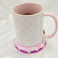 Resin Donut Coaster - Rainbow Sprinkles/Pink