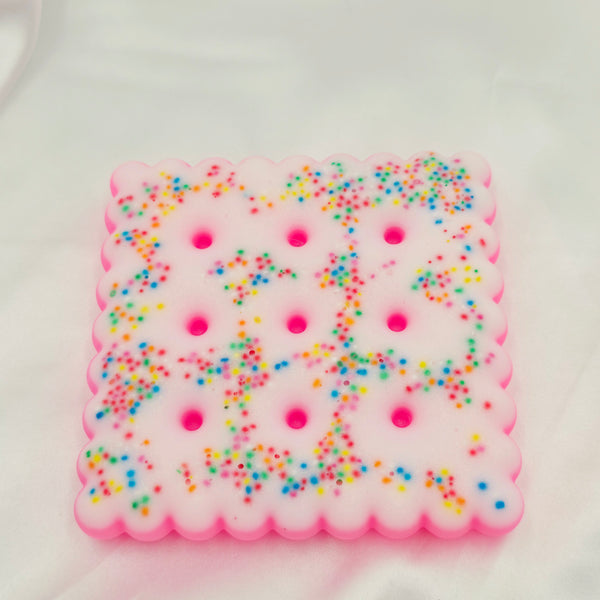 Resin Cookie Coaster - White/Pink/Sprinkles