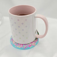 Resin Donut Coaster - Rainbow Sprinkles/Blue