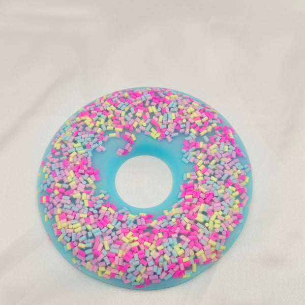 Resin Donut Coaster - Rainbow Sprinkles/Blue