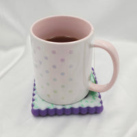 Resin Cookie Coaster - White/Green/Purple
