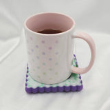 Resin Cookie Coaster - White/Green/Purple