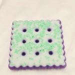 Resin Cookie Coaster - White/Green/Purple