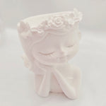 Casting Resin Mini Girl Pot - White